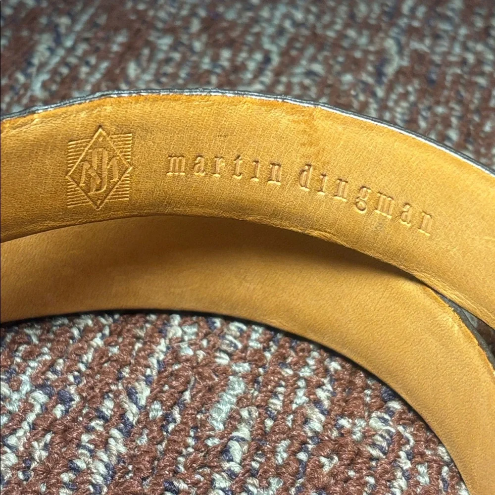 Martin Dingman Men’s Leather Belt silver buckle red brown soft classic office 42